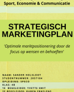 Voorbeeld geslaagde scriptie SPECO strategisch marketingplan sportprijzen organisatie 'Optimale Mark