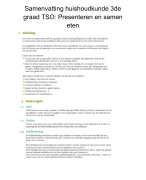 Samenvatting huishoudkunde 3de graad TSO: Presenteren en samen eten