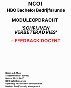 NCOI moduleopdracht Bedrijfskundig Management schrijven bedrijfsadvies Versie MET feedback docent. 2020, eindcijfer 7,5 in 2e versie