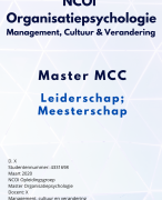NCOI Master Management Cultuur Verandering Organisatiepsychologie 2020 (geslaagd 8.0)