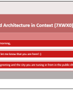 Urbanism and Architecture in context lecture notes lectures 1-8