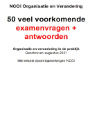 Voorbeeld 50 veel voorkomende examenvragen met antwoorden - NCOI Organisatie en Verandering