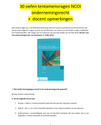 30 oefenvragen tentamen NCOI Ondernemingsrecht (Kroeze 5e editie 2019) Vragen, met antwoorden en docent opmerkingen