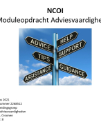 NCOI geslaagde moduleopdracht Adviesvaardigheden 2021 eindcijfer 8 met feedback