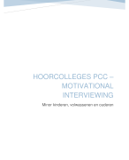 Hoorcolleges Patient Centered Communication - Motivational Interviewing (minor Fysiotherapie & Kinderen, Volwassenen & Ouderen)
