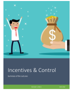 Incentives & Control - Summary of the Lectures