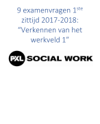 Examenvragen 1ste zittijd 2017-2018: - Verkennen van het werkveld 1 (TS1)