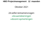 NCOI HBO Projectmanagement 12 maanden - 24 oefenvragen tentamen met docentopmerkingen