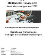 NCOI geslaagde moduleopdracht Marketingmanagement - Operationeel Marketingplan - Verhogen Marktaandeel bankfinanciering - Geslaagd Feb. 2022 (Cijfer 8)