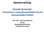 Samenvatting Armoede en Lokaal Sociaal Beleid van de Gemeentelijke Politiek - Hanze Groningen - Feb. 2022