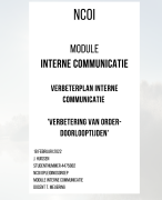 NCOI module Interne Communicatie - Geslaagd Feb 2022 - Cijfer 7,5 met feedback - Verbeteren doorloop