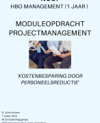 NCOI geslaagde module projectmanagement maart 2022 - Kostenbesparing door personeelsreductie - Cijfe