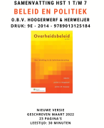Samenvatting Overheidsbeleid - Hst 1 t/m 7 - Hoogerwerf en Herweijer - 9e druk - met boek scans en k
