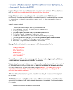 “Towards a Multidisciplinary Definition of Innovation” Baregheh, A., J. Rowley & S. Sambrook (20