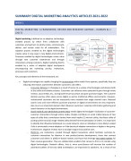 Summary all articles Digital Marketing Intelligence - RUG MADS 2021-2022
