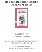 Tentamen samenvatting Gedrag in Organisaties - Alblas 7e druk - NCOI Gedrag in Organisaties - HST 1,2,3,4,5 en 8