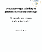 Nieuw (Jan 2022) tentamen - Inleiding en geschiedenis van de psychologie - Universiteit Tilburg - 60 vragen en antwoorden - pittig!