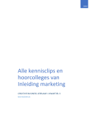 Samenvatting van Hoorcolleges en de Kennisclips van Inleiding marketing