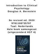 Samenvatting Bernstein Psychologie - 9e revised editie 2020 - Hele boek (EX HST 4) - Taal Nederlands - 9781108735797