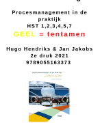 Nieuwe samenvatting Procesmanagement in de Praktijk - 2e druk 2021 - Hugo Hendriks - HST 1,2,3,4,5,7 met tentamenaanwijzingen