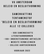 Beleid en besluitvorming - Alle 12 colleges VU Amsterdam 2022 - met veel nat. intern. bronnen, lesaantekeningen en websitevermeldingen