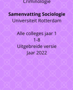 Uitgebreide samenvatting Sociologie 2022 - Universiteit Rotterdam Criminologie - Alle colleges jaar 1 - 1-8 - Macionis & Ritzer