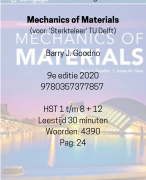 Samenvatting Sterkteleer TU Delft - Mechanics of Materials - Goodno, Barry, Gere - 9e druk 2020 - 9780357377857 - HST 1-8 en 12