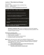 Summary of all lectures Design and Planning of Production