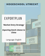Exportplan (English) Netherlands- China - Market Entry Strategy - Succeeded 2022 - complete exportplan example