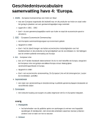 Geschiedenisvocabulaire samenvatting havo 4: Europa.