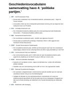 Geschiedenisvocabulaire samenvatting havo 4: politieke partijen