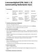 Leesvaardigheid (ON, blok 1, 2) samenvatting Nederlands havo