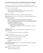 Samenvatting vak Persoonlijkheidspsychologie