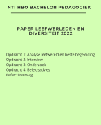 NTI Paper Leefwerelden en Diversiteit - Nieuwe versie 2022 - Analyse leefwereld, Interview, onderzoek en beleidsadvies - Geslaagd (8) in 2022