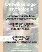Nieuwe samenvatting (2022) Ontwikkelingspsychologie (7e druk 2020) Van Beemen - Hele boek Alle hoofdstukken