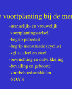 DE VOORTPLANTING BIJ DE MENS.