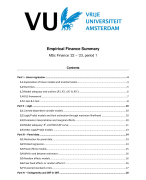 Summary Empirical Finance, P1 MSc Finance  @ VU 