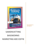 Basiskennis Marketing 6de Druk Samenvatting  Hoofdstuk 1 tot en met 10