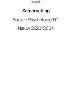 Samenvatting Sociale Psychologie NTI - Nieuwe versie 2023/2024