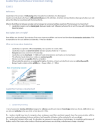 Summary - Leadership and Behavioural Decision Making - Resume (HMA83a)