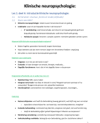 Samenvatting Klinische Neuropsychologie (+oefenvragen)
