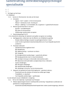 Ontwikkelingspsychologie specialisatie Samenvatting