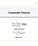 Corporate Finance kapitel 1 : Organization and Intro 