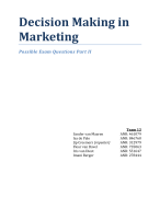 Decision Making in Marketing