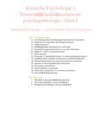 KLINISCHE PSYCHOLOGIE 1 - DEEL 2 PB0104, Open Universiteit, samenvatting 'Klinische Psychologie' van Van der Molen en Simon